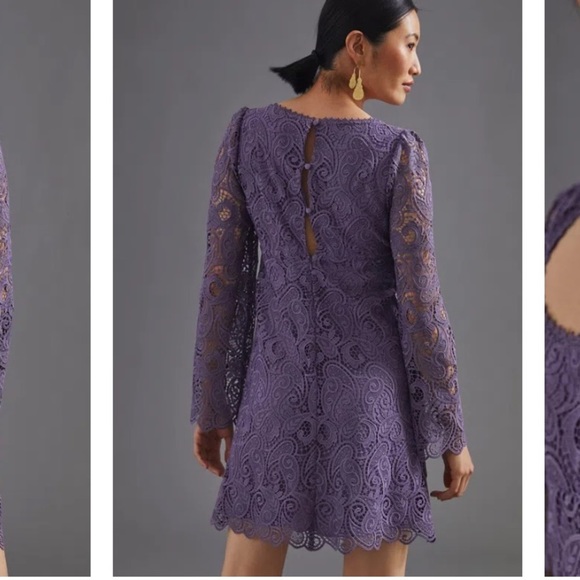 Anthropologie NWT Maeve Embroidered Lace Mini Black Dress Size 4. - Picture 2 of 10